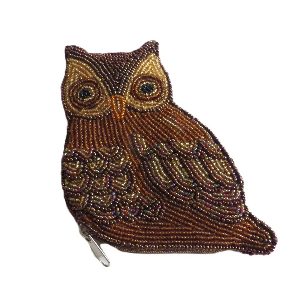 Fully-Beaded Owl Change Purse/ Bag Tag - Picture 2 of 5